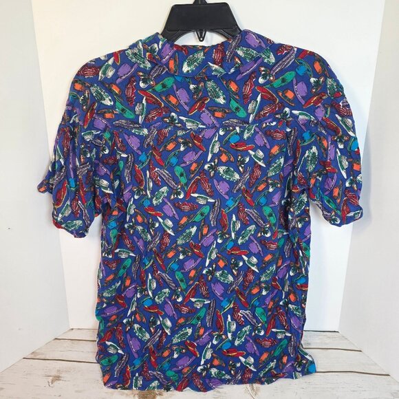 Vintage Bugle Boy Classics Crazy Hat Lady Button-Up Short Sleeve Collared Shirt - Picture 8 of 11